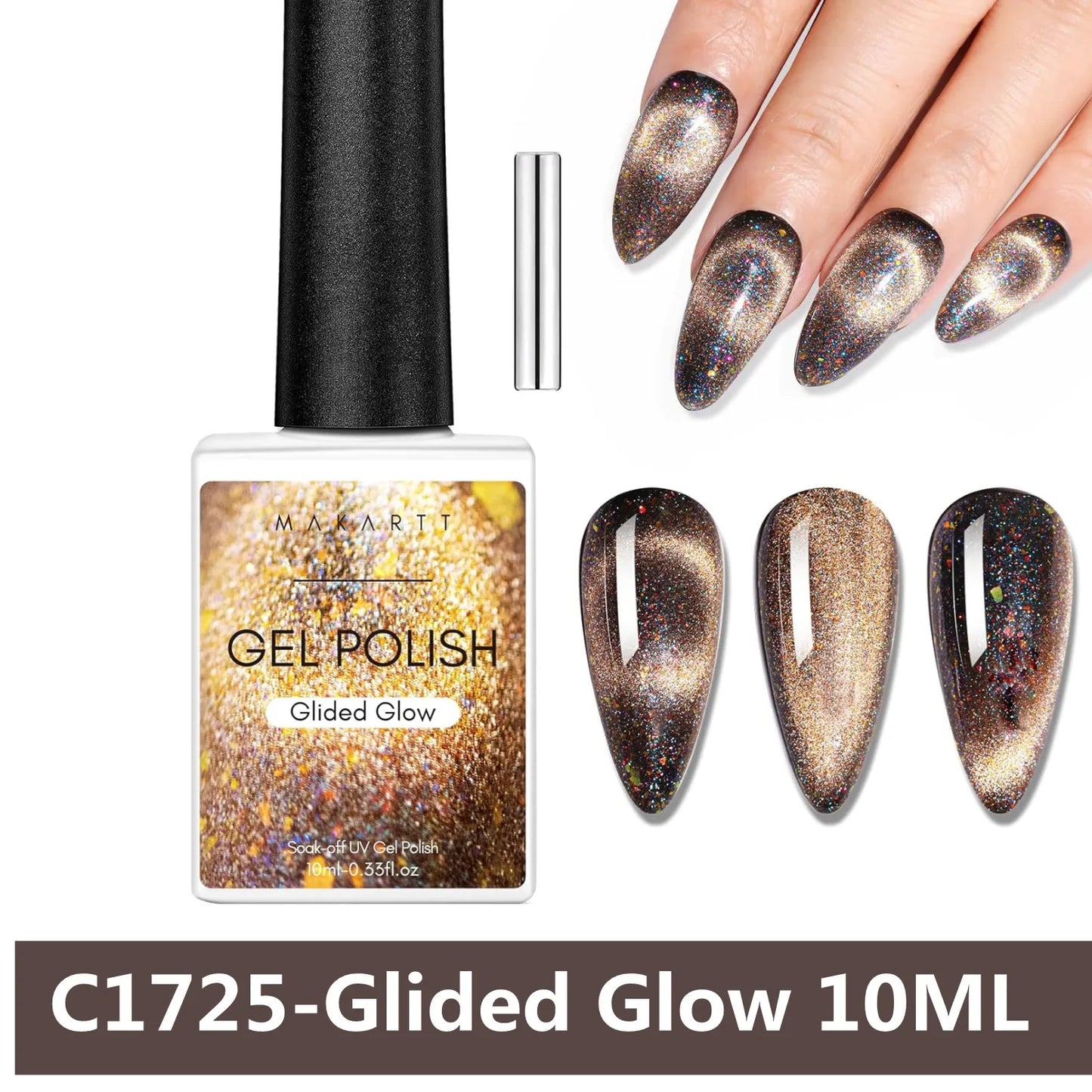 Makartt Cat Eye Nail Polish – Holographic Jelly Gel with Magnet for Home & Salon Use