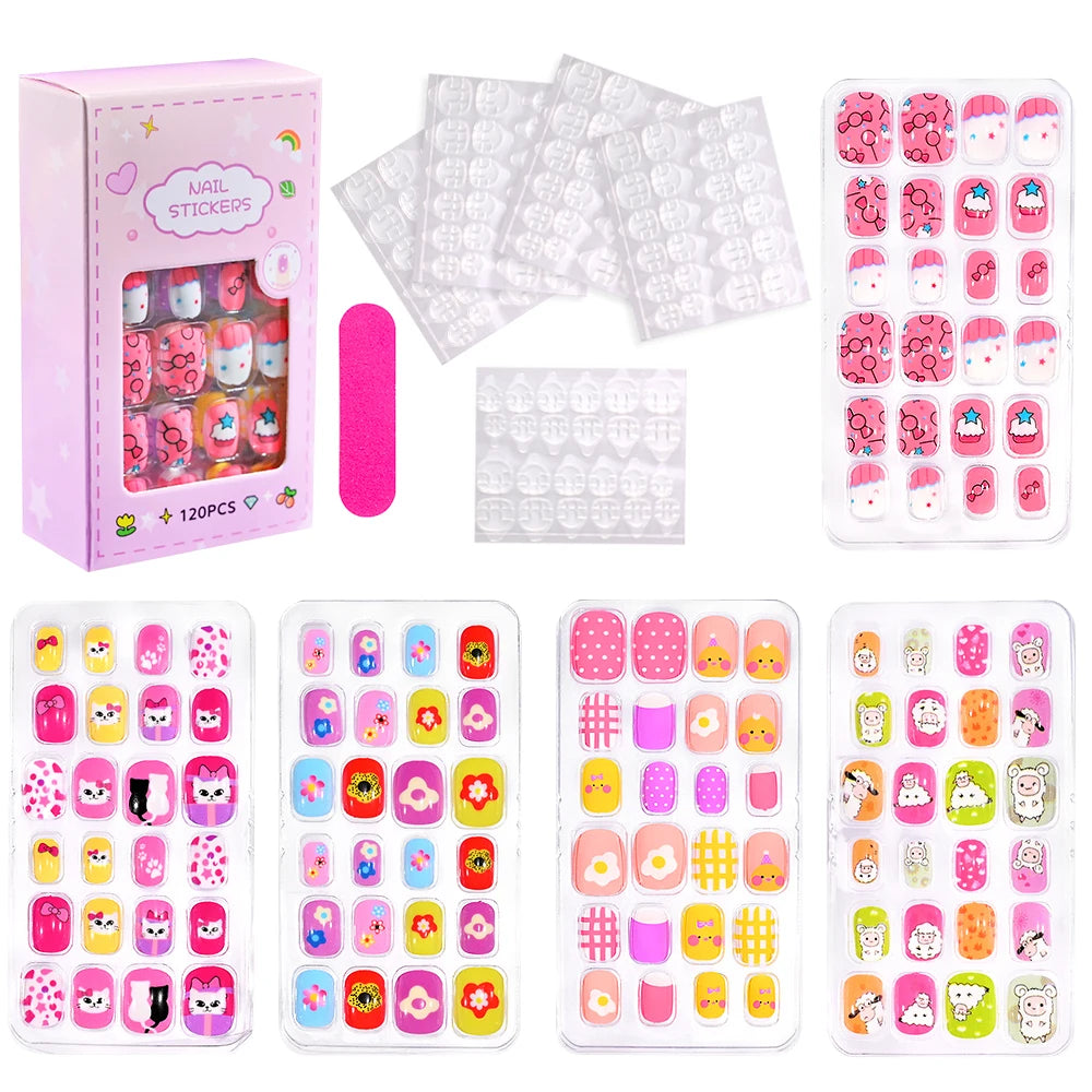 Magical Nail Party – 120PCS Cute Cartoon Nails for Girls with Colorful Festival Vibes