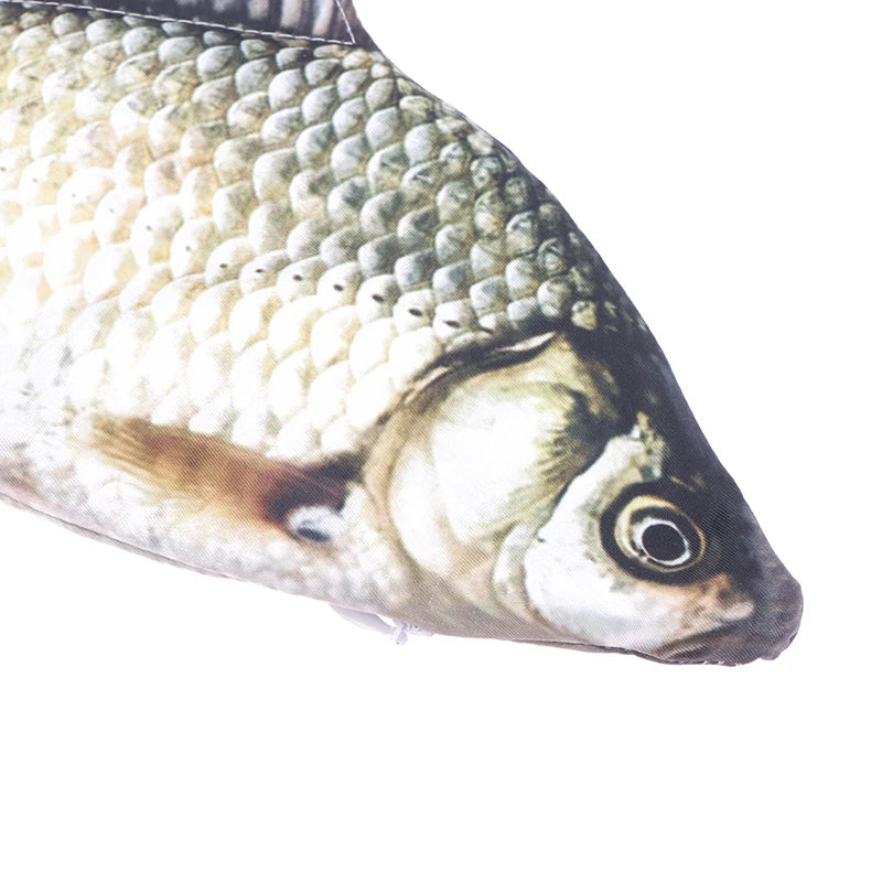 Realistic Crucian Carp Pencil Case – Fish-Shaped Zipper Pouch for School, Makeup & Back-to-School Stationery