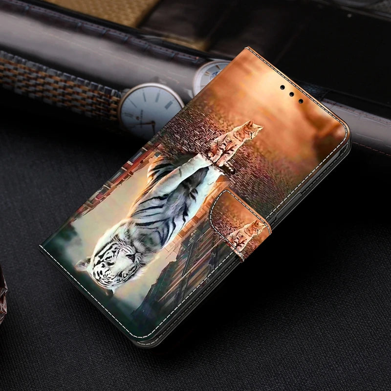 For Samsung S24 FE SM-S721B Case Painted Pattern Wallet Flip Book Cover on For Samsung Galaxy S 24 FE S24FE SM-S721N Case Fundas