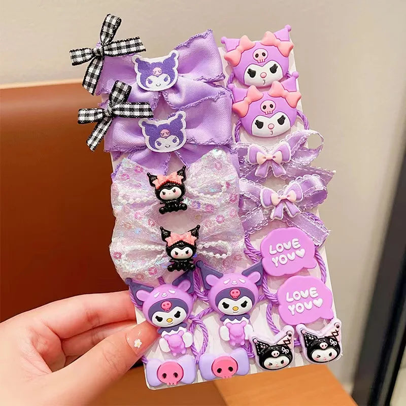 18-Piece Kuromi Hair Set – Cute Bows & Fun Clips for Kids!