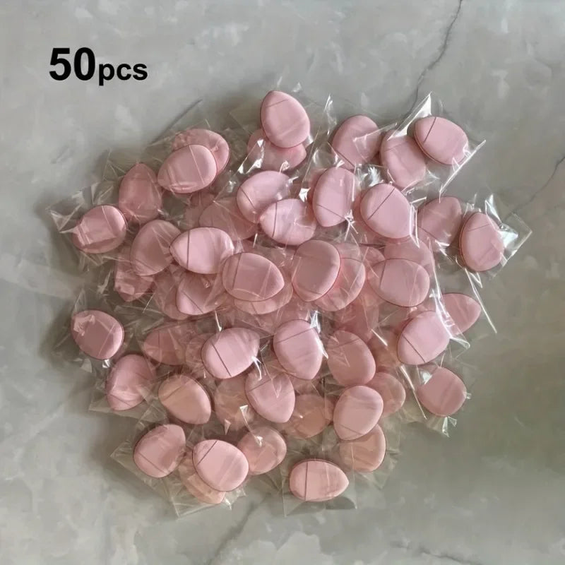 50pcs Mini Finger Sponge Powder Puff Pink Mini Size Finger Puff Set Foundation Cream Concealer Applicator Finger Cushion Sponge