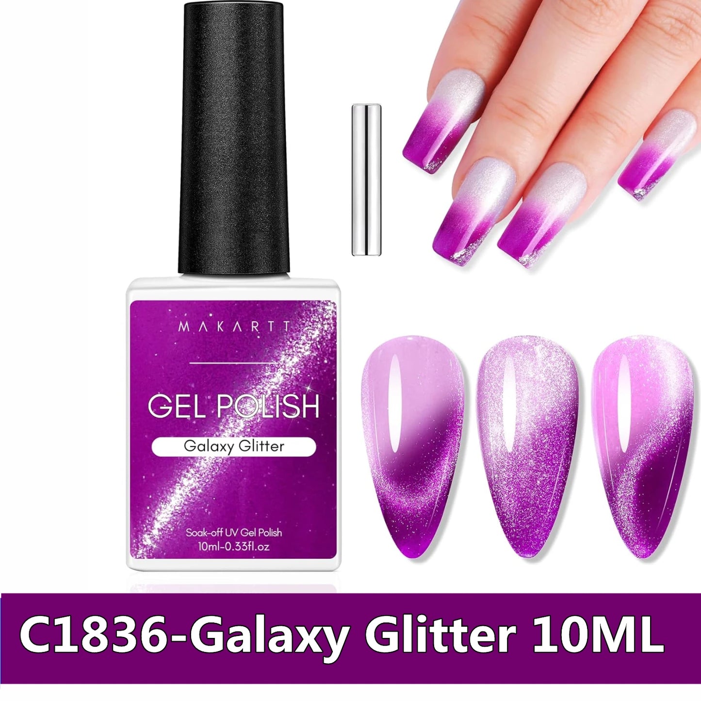Makartt Cat Eye Nail Polish – Holographic Jelly Gel with Magnet for Home & Salon Use