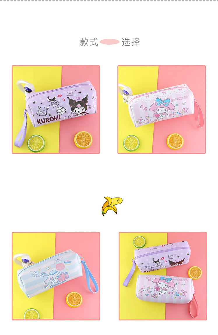 Sanrio Cinnamoroll, Kuromi & My Melody Pencil Case – PU Waterproof Stationery Bag