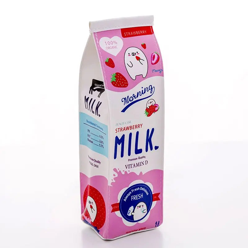 Kawaii Milk Bottle Pencil Case – PU Leather Panda Design for School, Office & Cute Stationery Gifts