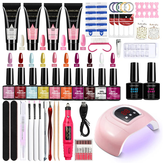 LIMEGIRL Gel Nail Kit – UV Lamp, Electric Drill & Full Tool Set for Salon-Quality Nails