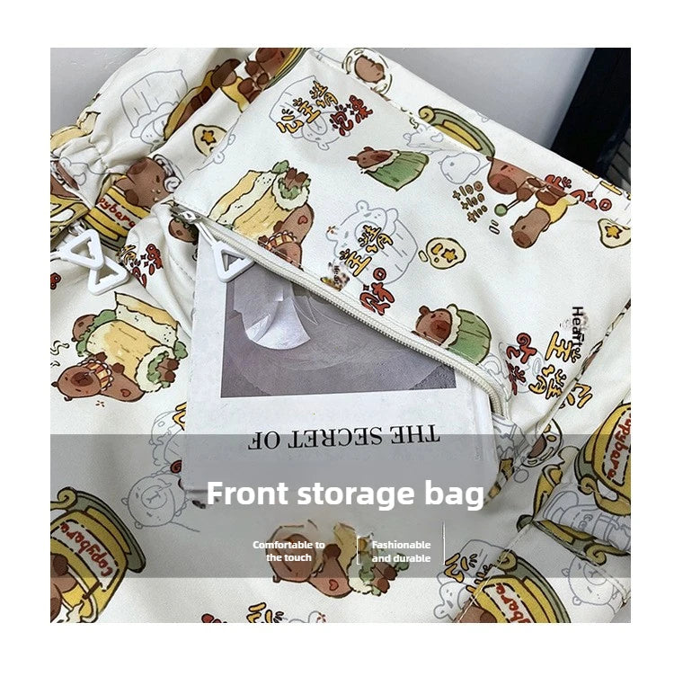 Capybara Campus Buddy – Kawaii Cartoon Laptop Backpack with Room to Spare!