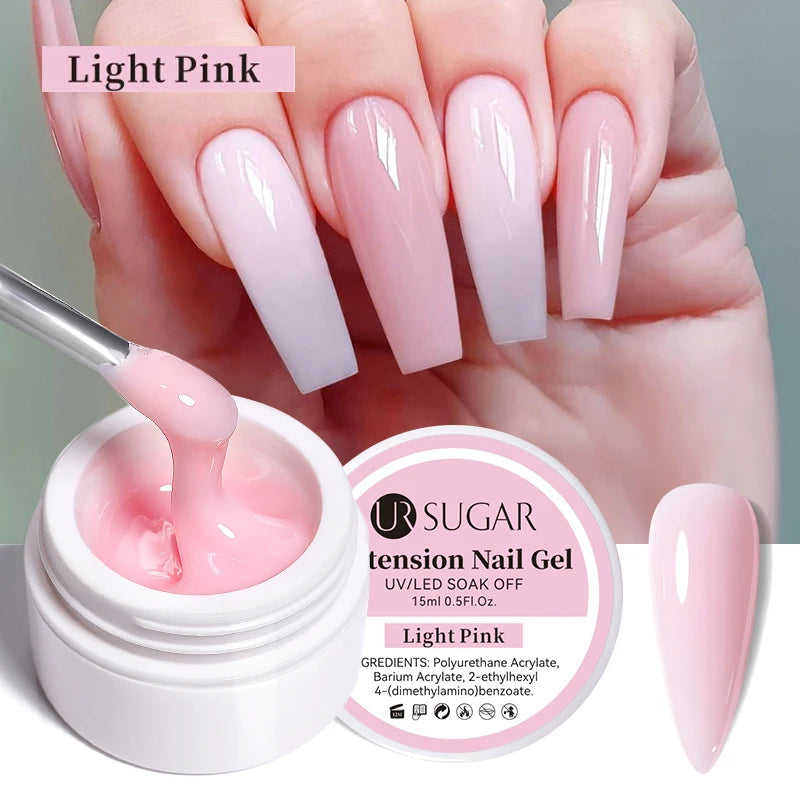 UR SUGAR Jelly Nail Extension Gel – Clear, Nude & Milky White Shades for Chic DIY Manicures