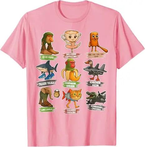 Italian Brainrot Meme Funny All Brainrot Animals Humor T-Shirt Cute Y2k Design Graphic Outfit boys fashion Novelty Gift