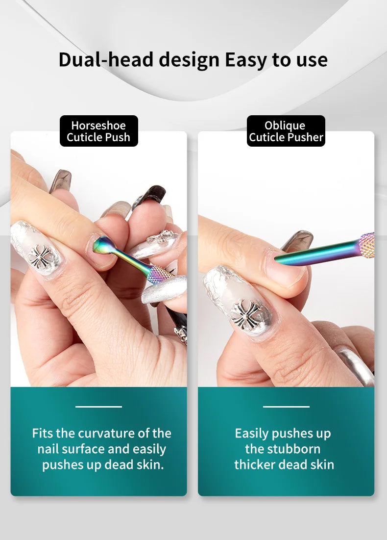 Nail Polish Prep Kit – Stainless Cuticle Pusher + Glitter Sandpaper for Easy Gel Removal
