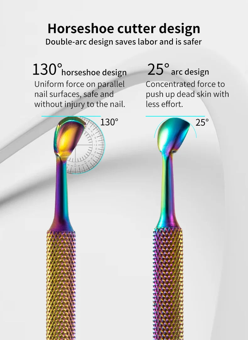 Nail Polish Prep Kit – Stainless Cuticle Pusher + Glitter Sandpaper for Easy Gel Removal