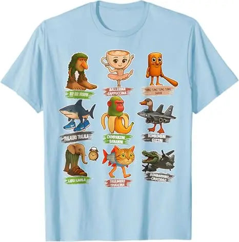 Italian Brainrot Meme Funny All Brainrot Animals Humor T-Shirt Cute Y2k Design Graphic Outfit boys fashion Novelty Gift