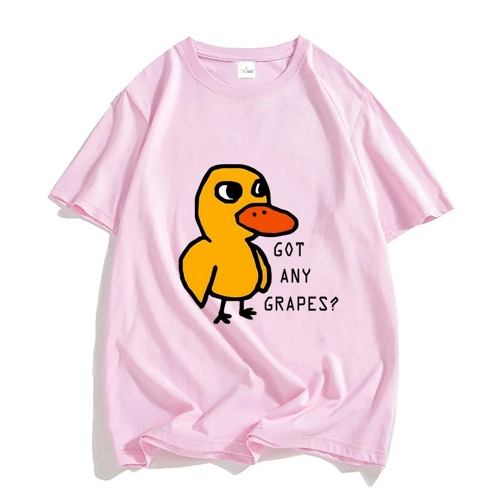 The Duck Song Got Any Grapes Shirts 100% Cotton Tees Men/women Anime Tshirt Originality Graphic T-shirt Summer Loose T Shirt