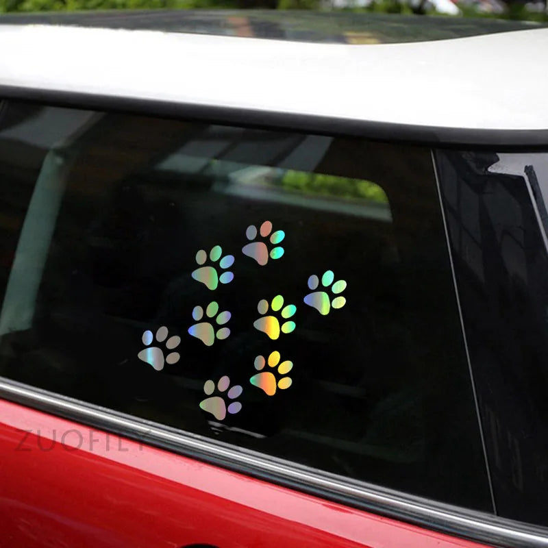 Car Cat Paw Print Sticker Creative 3D Animal Footprint Decal Sunscreen Waterproof Auto Door Window Paster Exterior Accessories