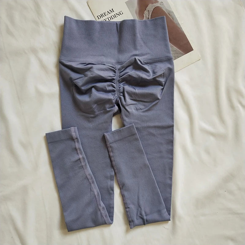 Seamless Sport Yoga High Waist Pants Leggings Sport See Through Yoga Gym Running Quick Dry Pants Scrunch Butt Pants