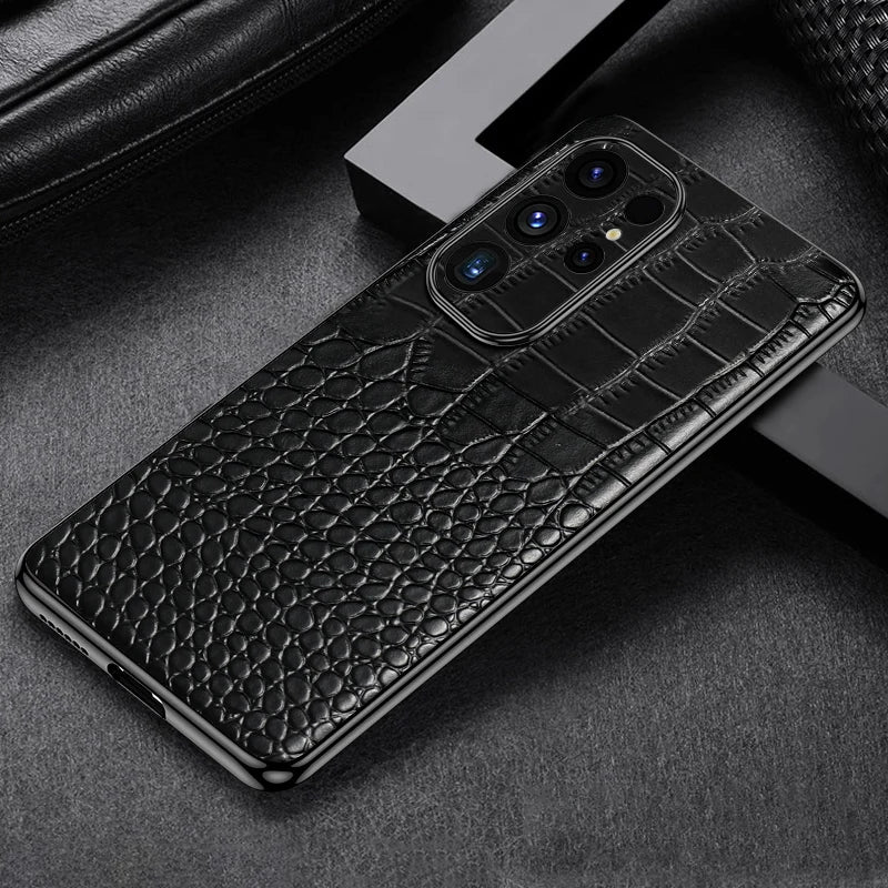 Genuine Cowhide Leather Phone Case for Samsung Galaxy S 25 S24 Ultra S25 Plus Luxury Back Cover