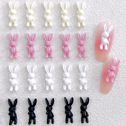 Kawaii Bunny Nail Charms – 60PCS 3D Acrylic Set for Creative Nail Art