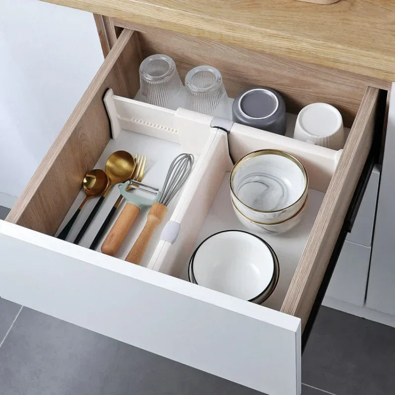 4 Pack Drawer Dividers Organizer Retractable Adjustable Storage Drawer Partition Holder Clapboard Kitchen Organizer Household