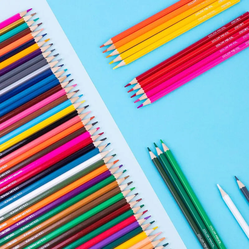 Deli Oily Colored Pencil Set – 24/36/48 Colors in Barrel for Students, Artists & Sketching Fun