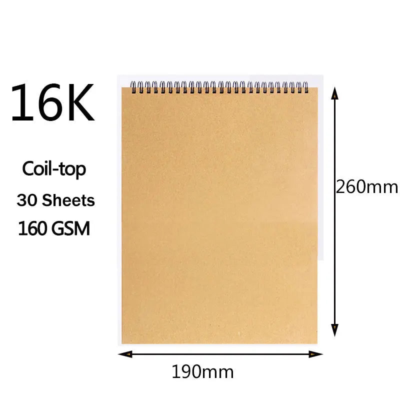 Art Sketchbook 160GSM Kraft Paper Spiral Coil Book Office School Supplies Drawing Notepad Stationary