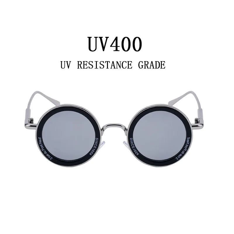 2025 Steampunk Sunglasses For Men Fashion Round Punk Sunglasses Vacation Oculos Outdoor Glasses Vintage Designer Trending Lentes
