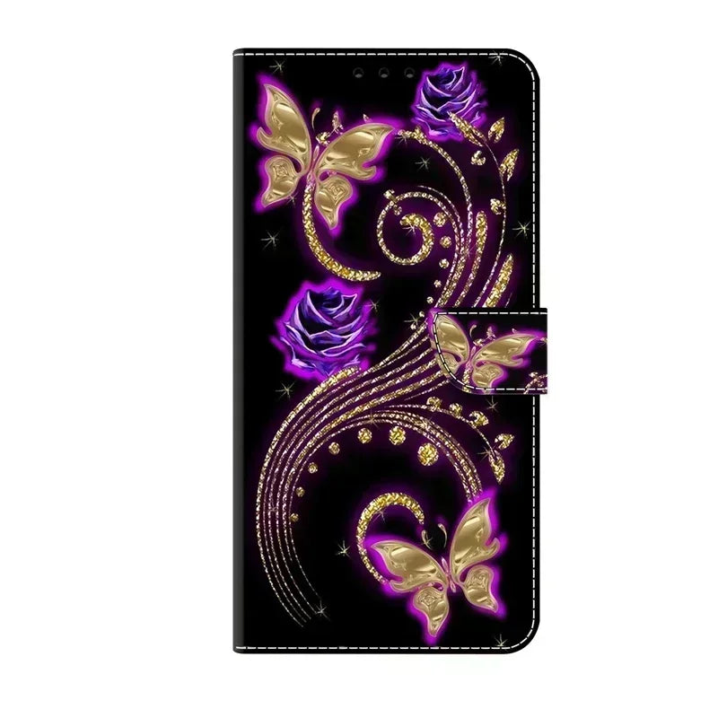 For Samsung S24 FE SM-S721B Case Painted Pattern Wallet Flip Book Cover on For Samsung Galaxy S 24 FE S24FE SM-S721N Case Fundas