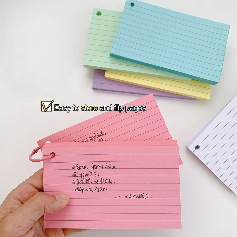 50Pcs Binder Horizontal Line Memo Book Loose-Leaf Index Cards Flash Cards Small Revision Cards for Study Office NotePads