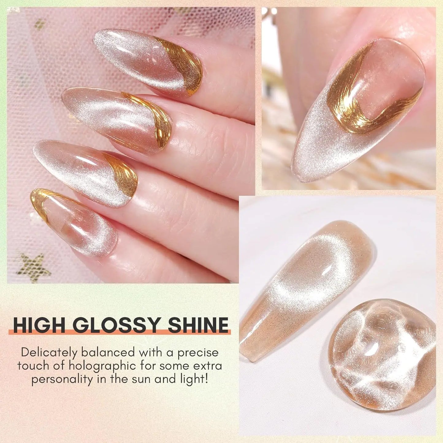 Makartt Cat Eye Nail Polish – Holographic Jelly Gel with Magnet for Home & Salon Use