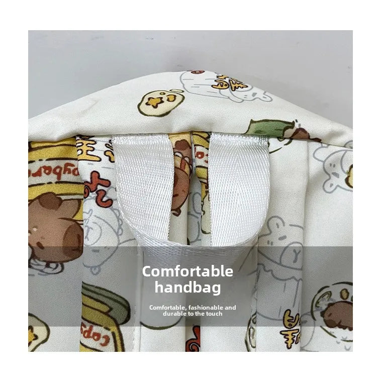 Capybara Campus Buddy – Kawaii Cartoon Laptop Backpack with Room to Spare!