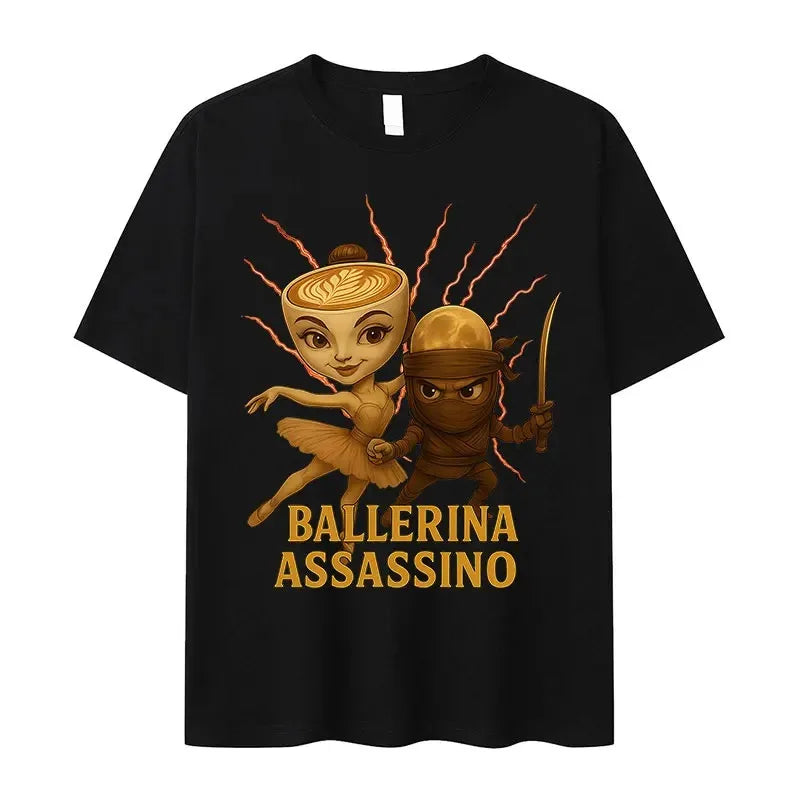 Italian Brainrot Funny Cappuccino Assasino Meme T Shirt Men Women Kawaii Short Sleeve T-shirt Summer O-Neck T-shirts