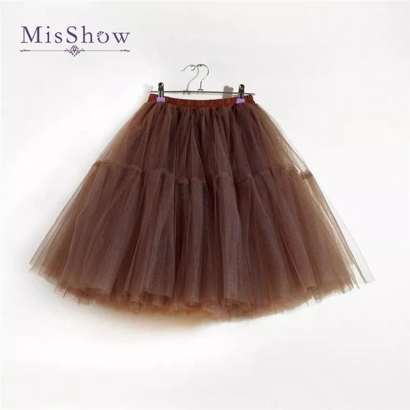 MisShow Women Tutu Short Skirt High Waist Mesh Soft Tulle Skirt Puffy Pettiskirt Prom Ball Gown Party Dance Tutu Dress
