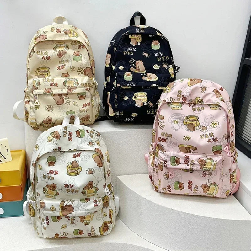 Capybara Campus Buddy – Kawaii Cartoon Laptop Backpack with Room to Spare!