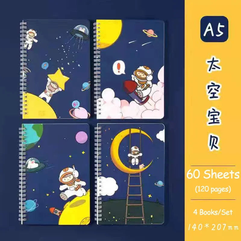 A5 Oil Painting Cover Coil Lined Notebook Set 1/2 Random Cute Books Kawaii Korean Stationery School Supplies for Students