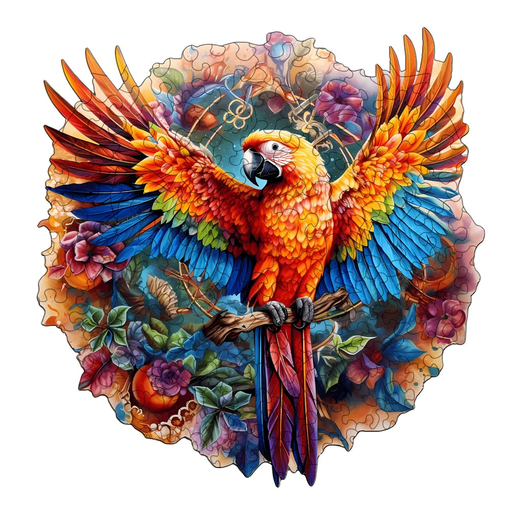 Nature-Inspired Wooden Puzzle – Parrot Edition for Adults & Children