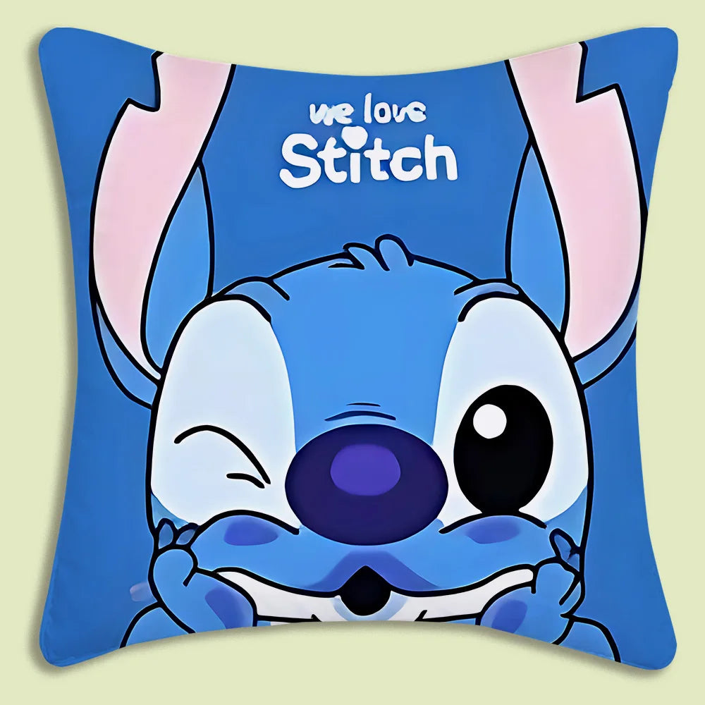Cute Stitch Pillow Covers Cartoon Sofa Decorative Home Double-sided Printing Short Plush Cute Cushion Cover