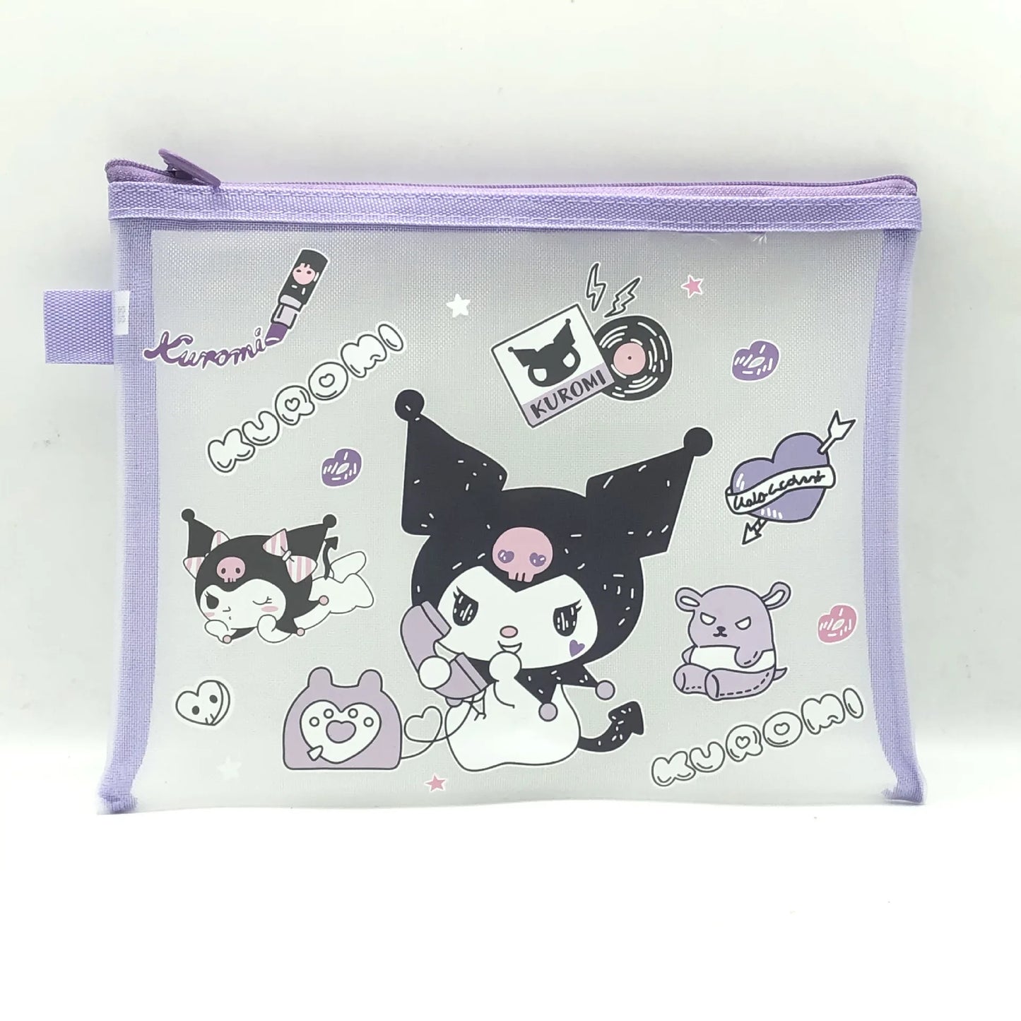 Sanrio A5 Mesh Zipper Pouch – Cute Melody, Kuromi & Cinnamoroll Document Organizer for School & Stationery Fans