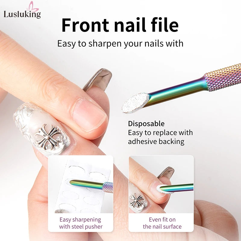 Nail Polish Prep Kit – Stainless Cuticle Pusher + Glitter Sandpaper for Easy Gel Removal