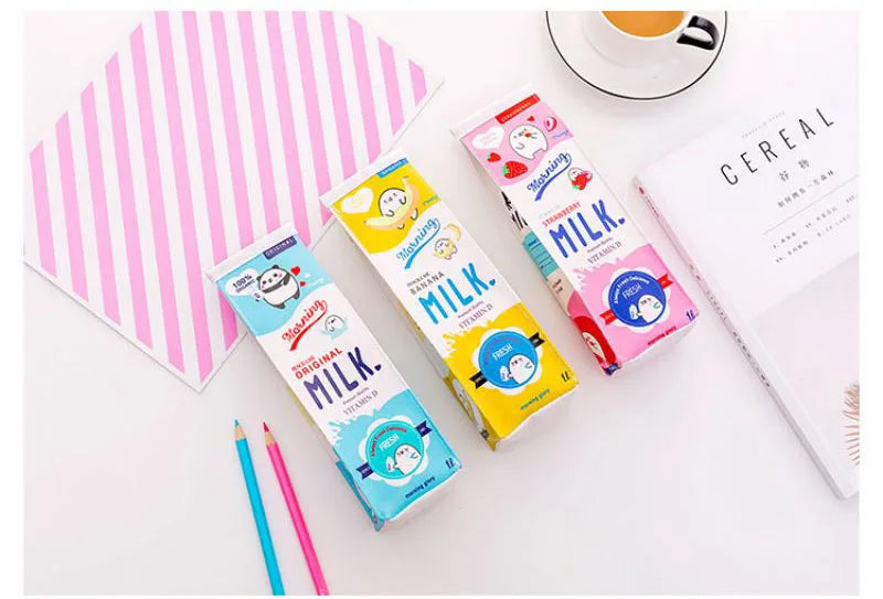 Kawaii Milk Bottle Pencil Case – PU Leather Panda Design for School, Office & Cute Stationery Gifts