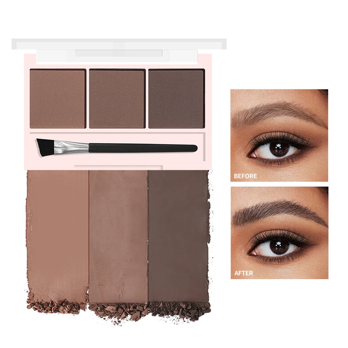 Three-color eyebrow powder shadow three-dimensional eyebrow shape waterproof and sweat-proof natural long-lasting eyebrow powder