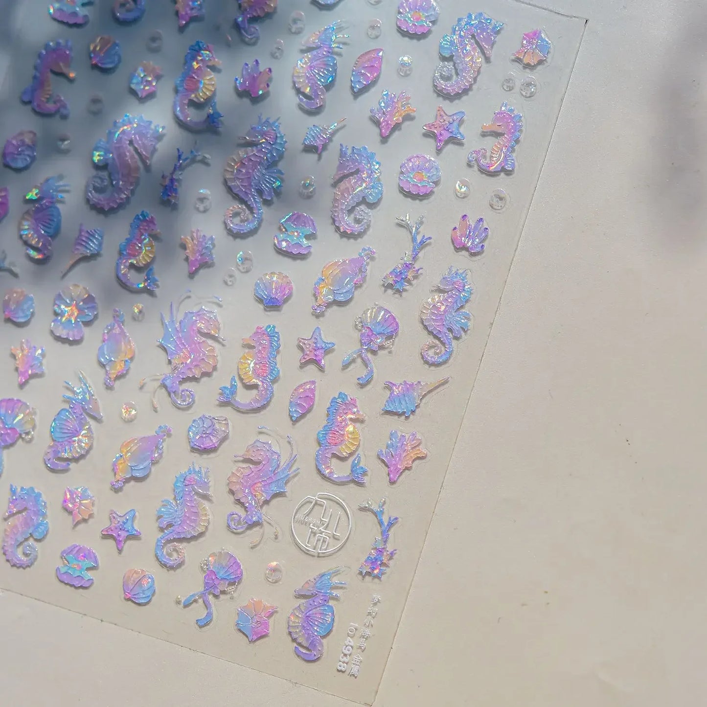 Colorful & Fun Beach Bloom Nail Art – 5D Stickers with Coral, Petals & Ocean Charms