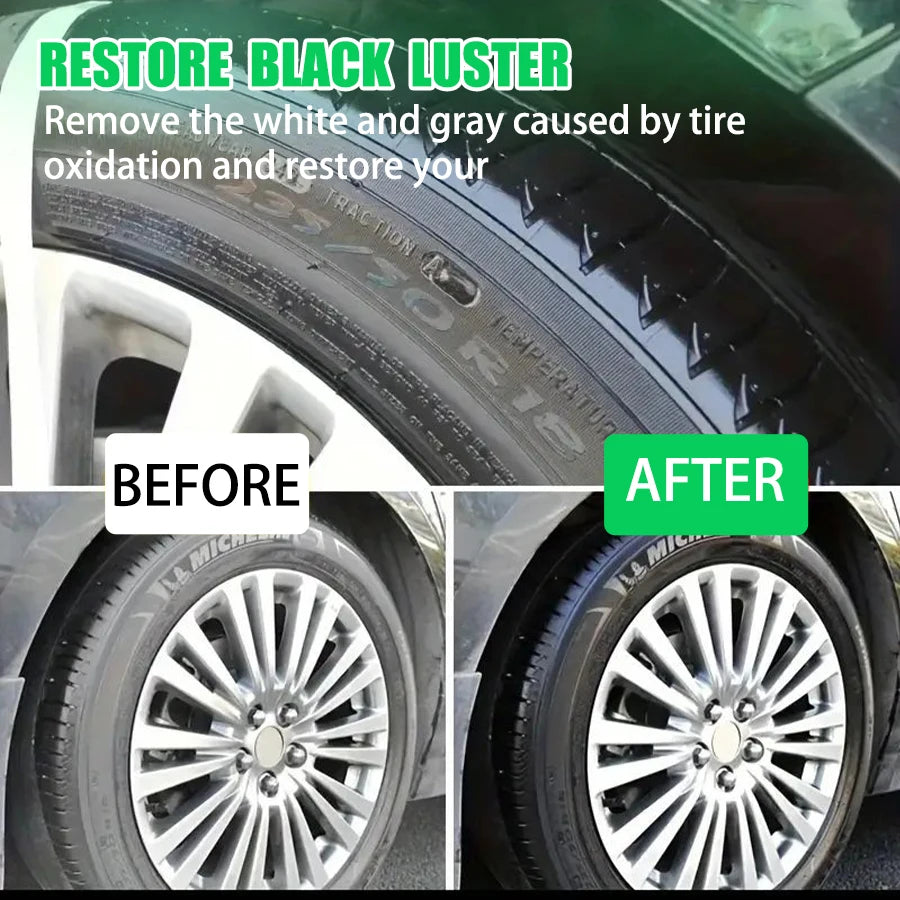 Tire Coating Spray High Gloss Hydrophobic Sealant Wax Car Wheel Polishing Brightener Auto Care Re-Black Tire Refurbishing Agent
