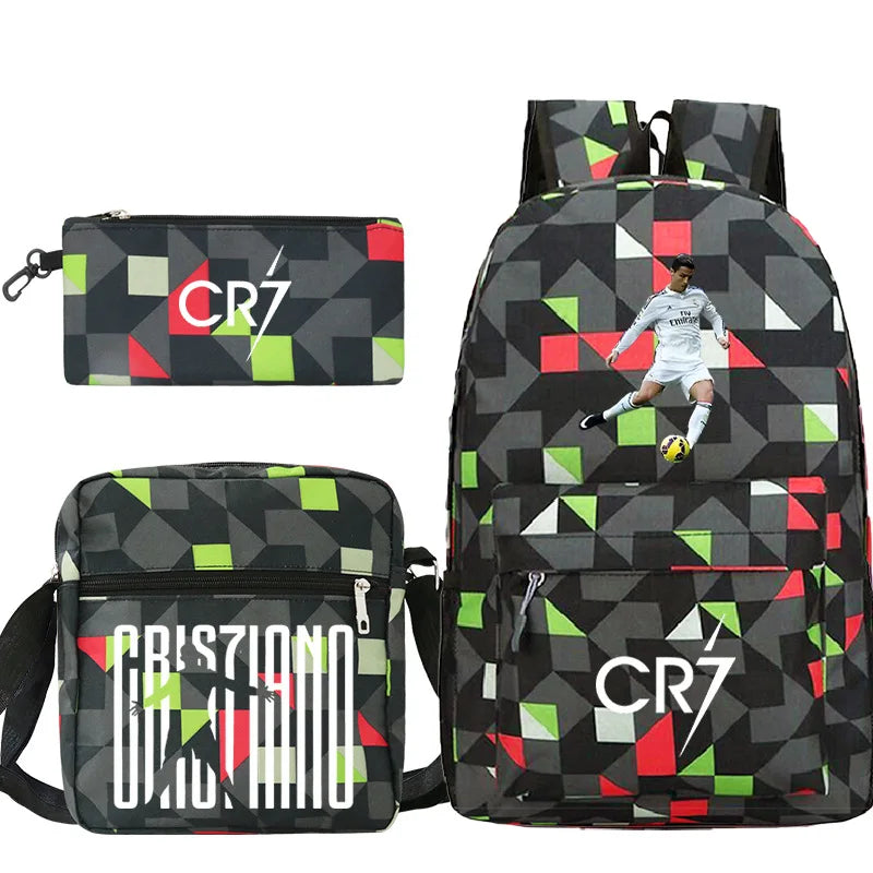 CR7 3-Piece Backpack Set – Lightweight School & Travel Bags for Boys, Girls, Teens & Adults