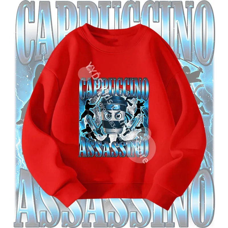 Italian Brainrot Graphic Sweatshirt Bombardiro Crocodilo Funny Meme Kids Clothes Italian Brainrot Fashion Children's Clothing