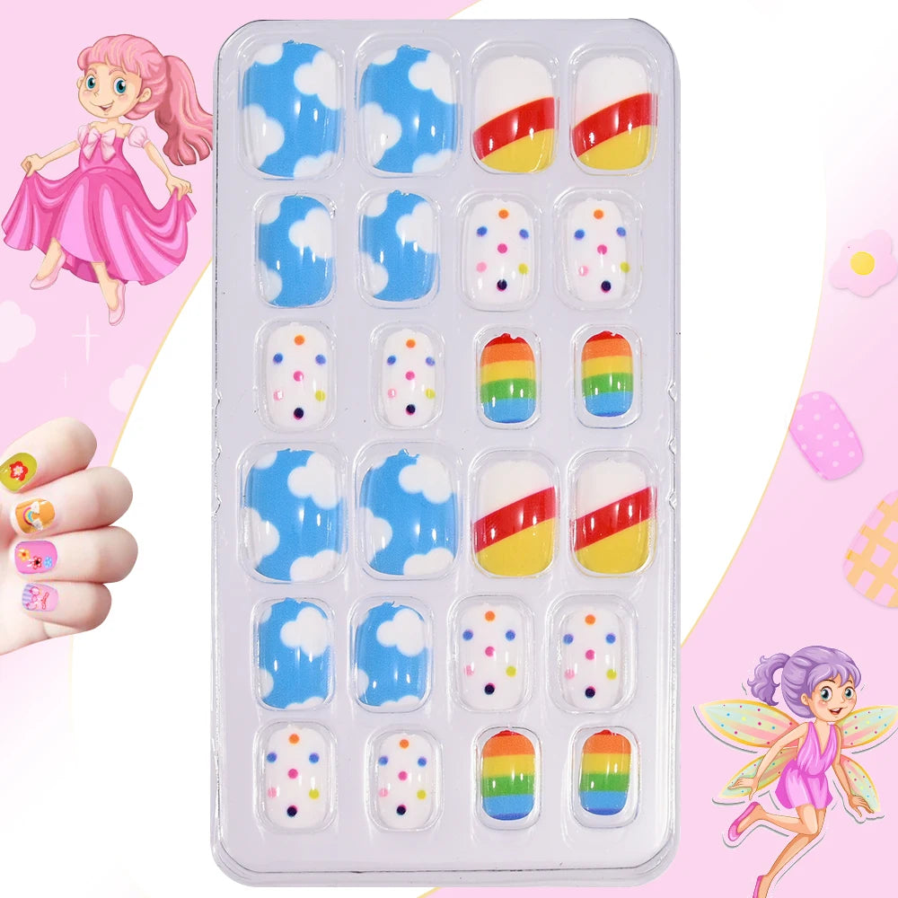 Magical Nail Party – 120PCS Cute Cartoon Nails for Girls with Colorful Festival Vibes