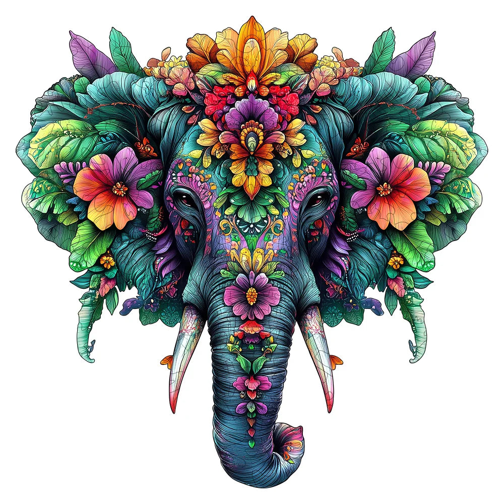 New! Colorful Elephant Premium Wooden Puzzle in Exquisite Gift Box | Perfect Holiday & Birthday Gift – Fun, Mindful, and Decor-W