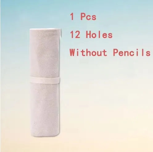 Colorful Canvas Pencil Roll – 12 to 72 Slot Organizer for Students, Artists & School Supplies