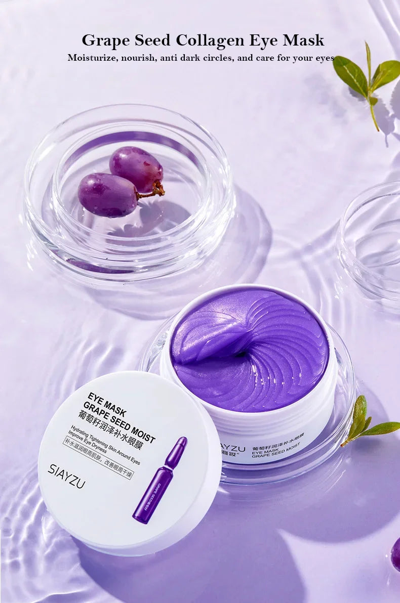 Grape Anti-aging Moisturizing Collagen Eye Mask Anti Dark Circles Dry Eyes Masks Beauty Skin Care Eye Patches 60Pcs