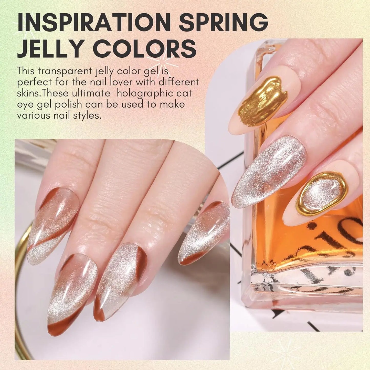 Makartt Cat Eye Nail Polish – Holographic Jelly Gel with Magnet for Home & Salon Use