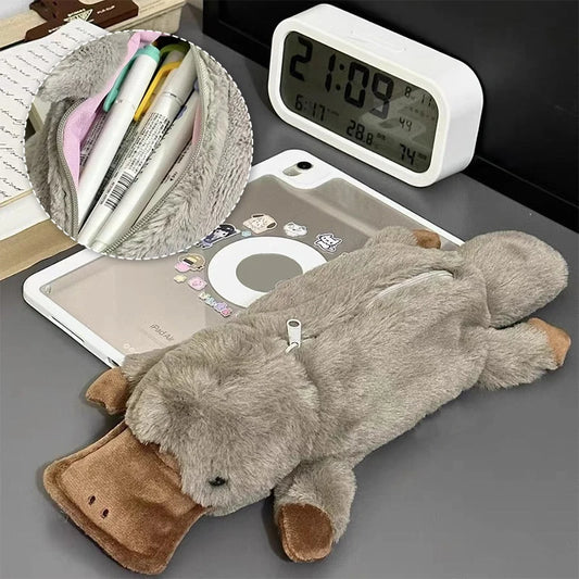 Kawaii Platypus Plush Pencil Case – Cute Large-Capacity Pen Pouch & Cosmetic Bag for School & Stationery Fans