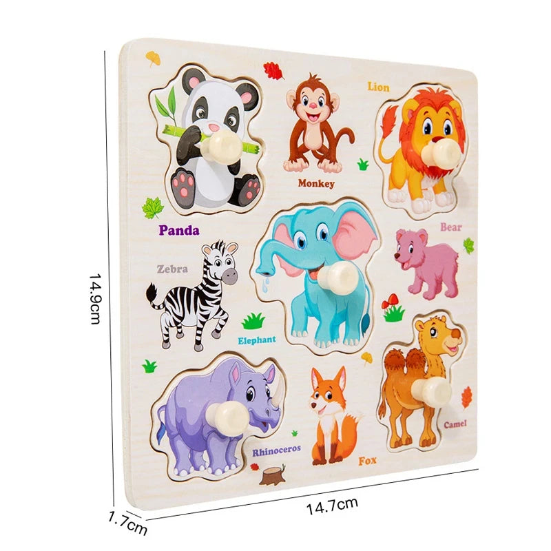 Montessori Baby Toys Wooden 3d Puzzle Cartoon Animal Intelligence Jigsaw Puzzle Early Learning Educational Toys for Children